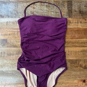 J.Crew Strapless One-Piece Swimsuit in Deep Plum Color– Size 6